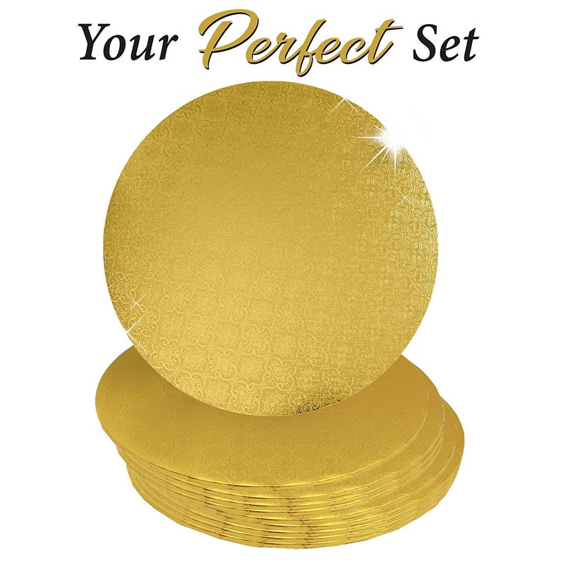 O'CREME Gold Wraparound Cake Pastry Round Drum Board 1/4 Inch Thick, 8 Inch Diameter - Pack of 10 - Image 2